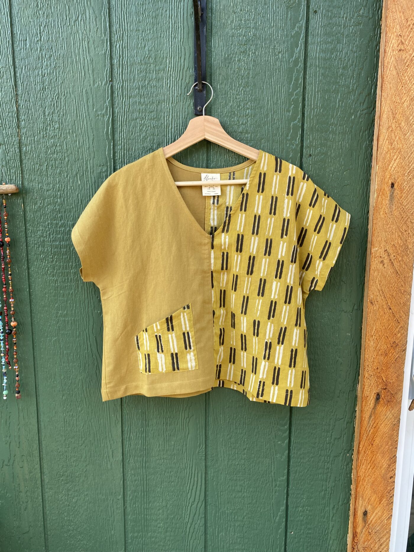 Meiga Top Pistacchio/mustard-black&cream