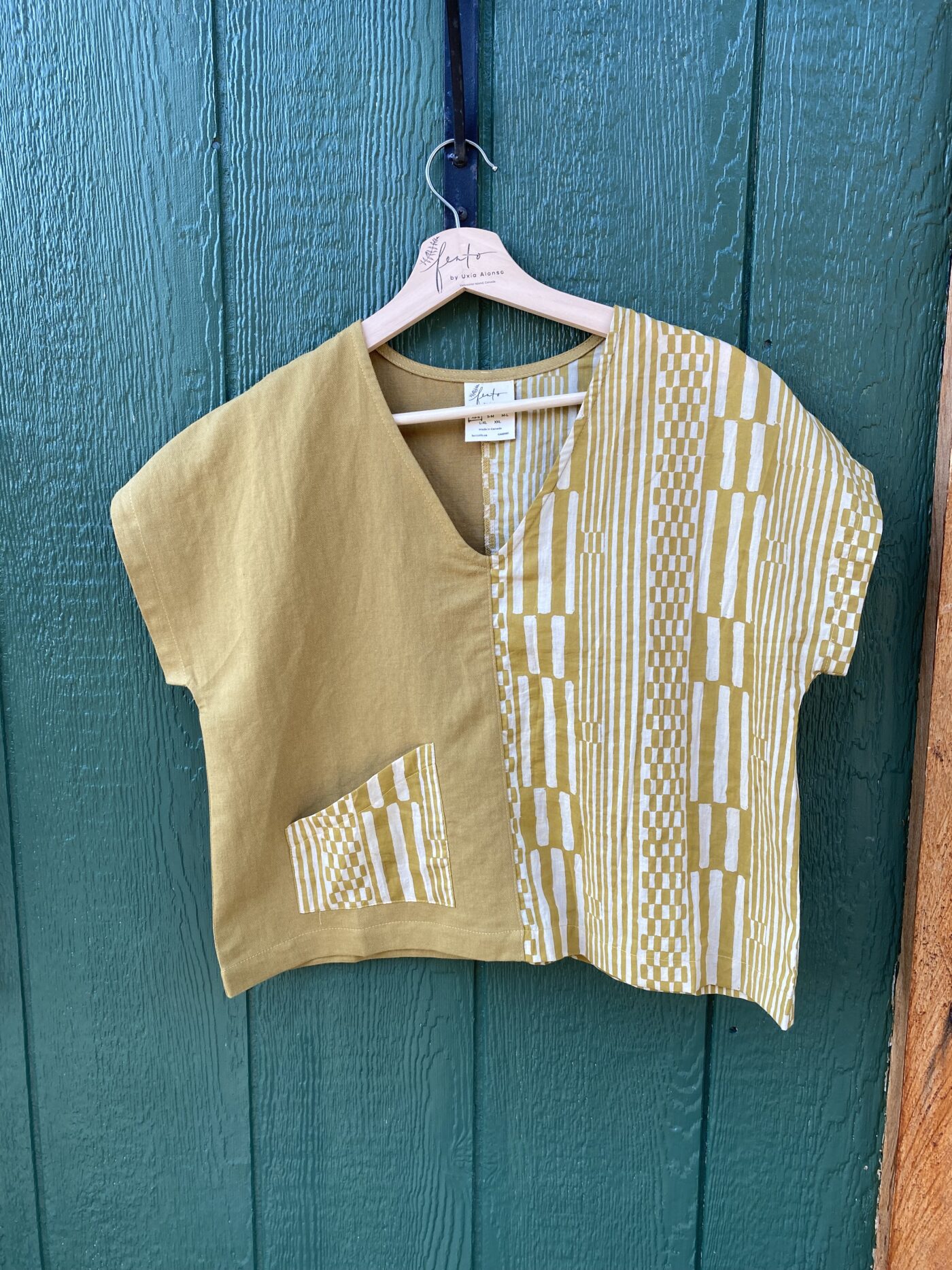 Meiga Top Pistacchio/mustard & cream