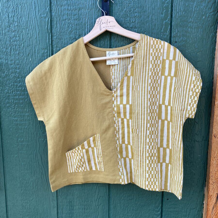 Meiga Top Pistacchio/mustard & cream