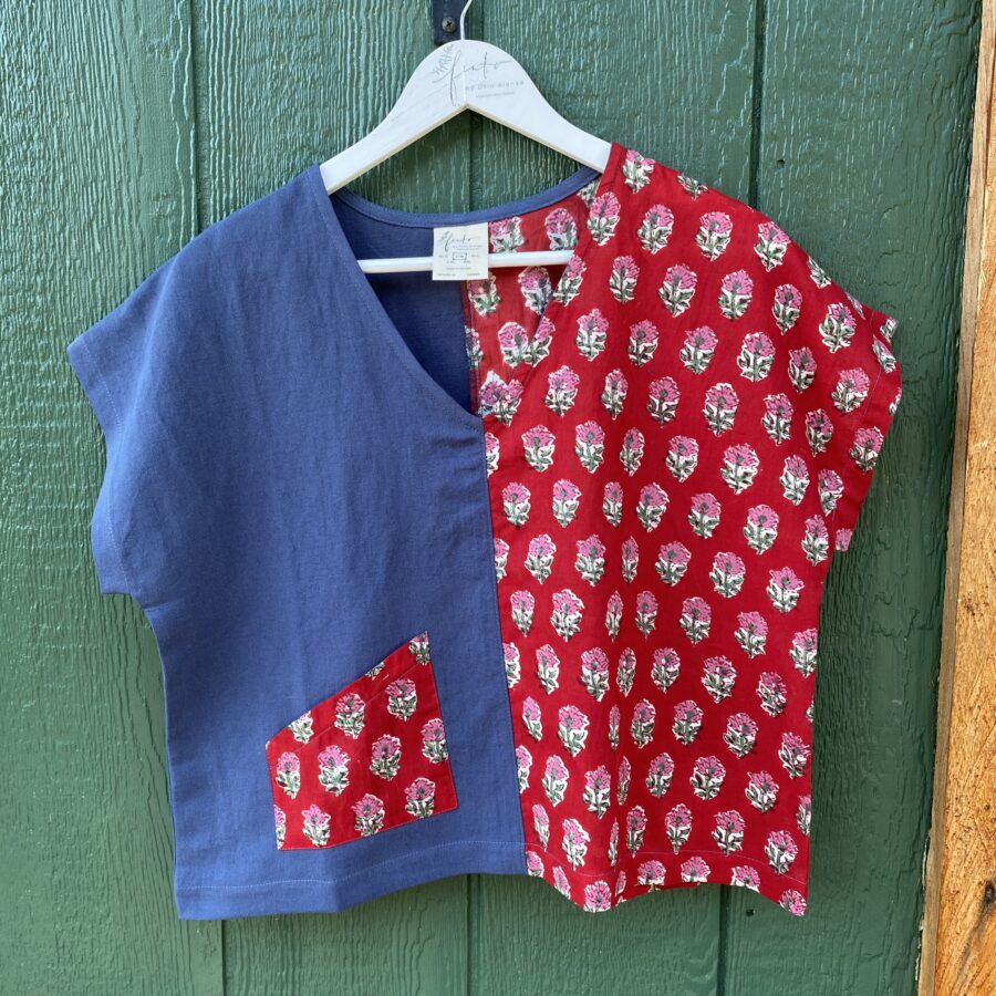 Meiga Top Denim/Red floral