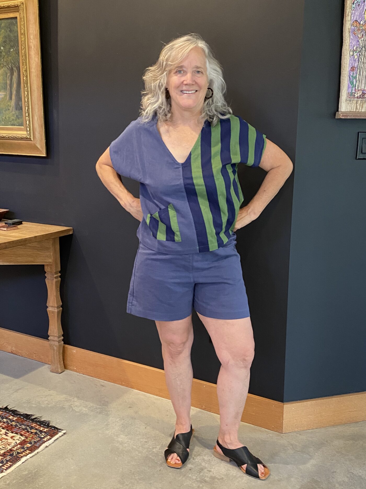 Meiga Top Denim/stripes blue and green - Image 6