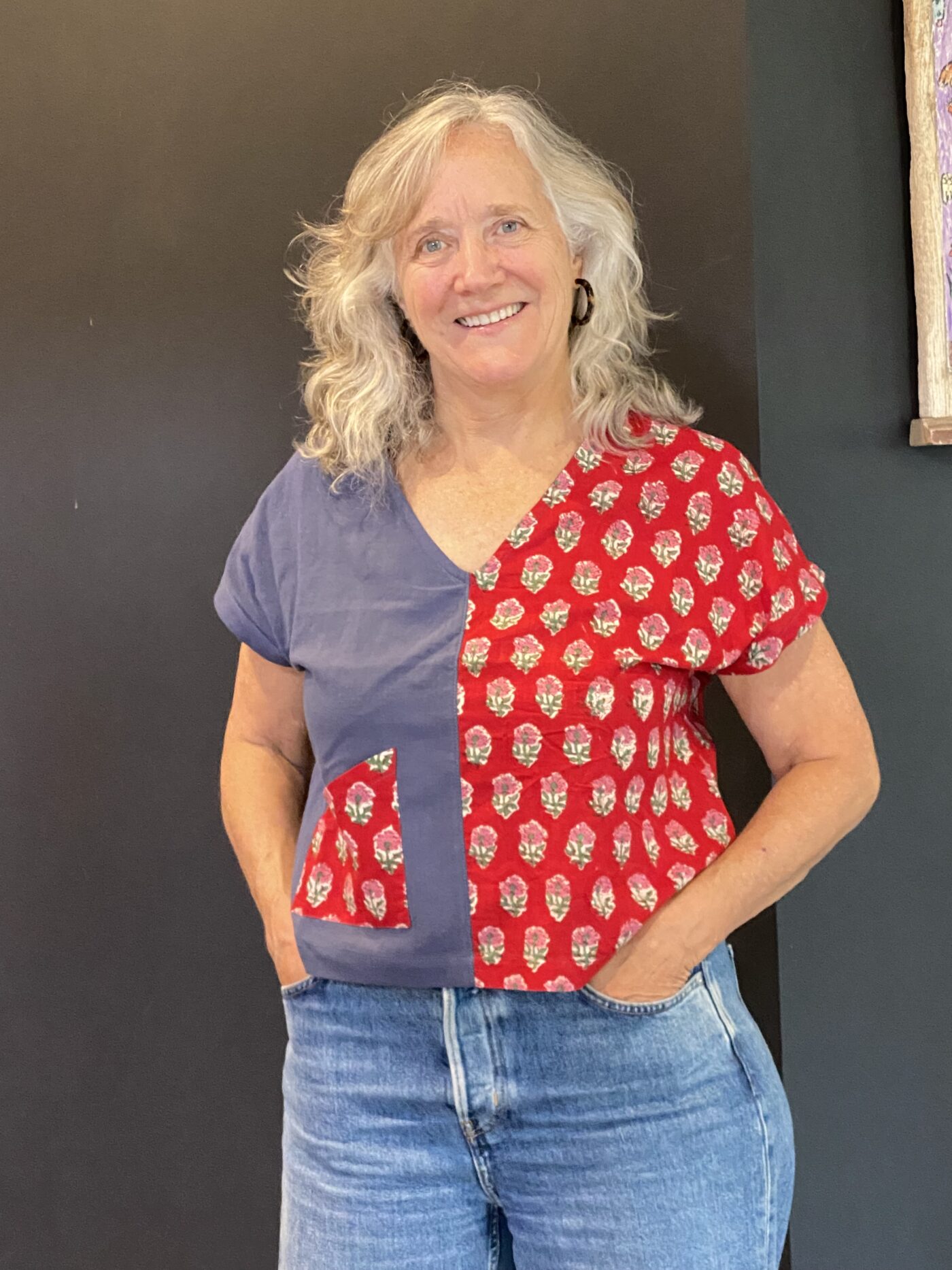 Meiga Top Denim/Red floral - Image 4